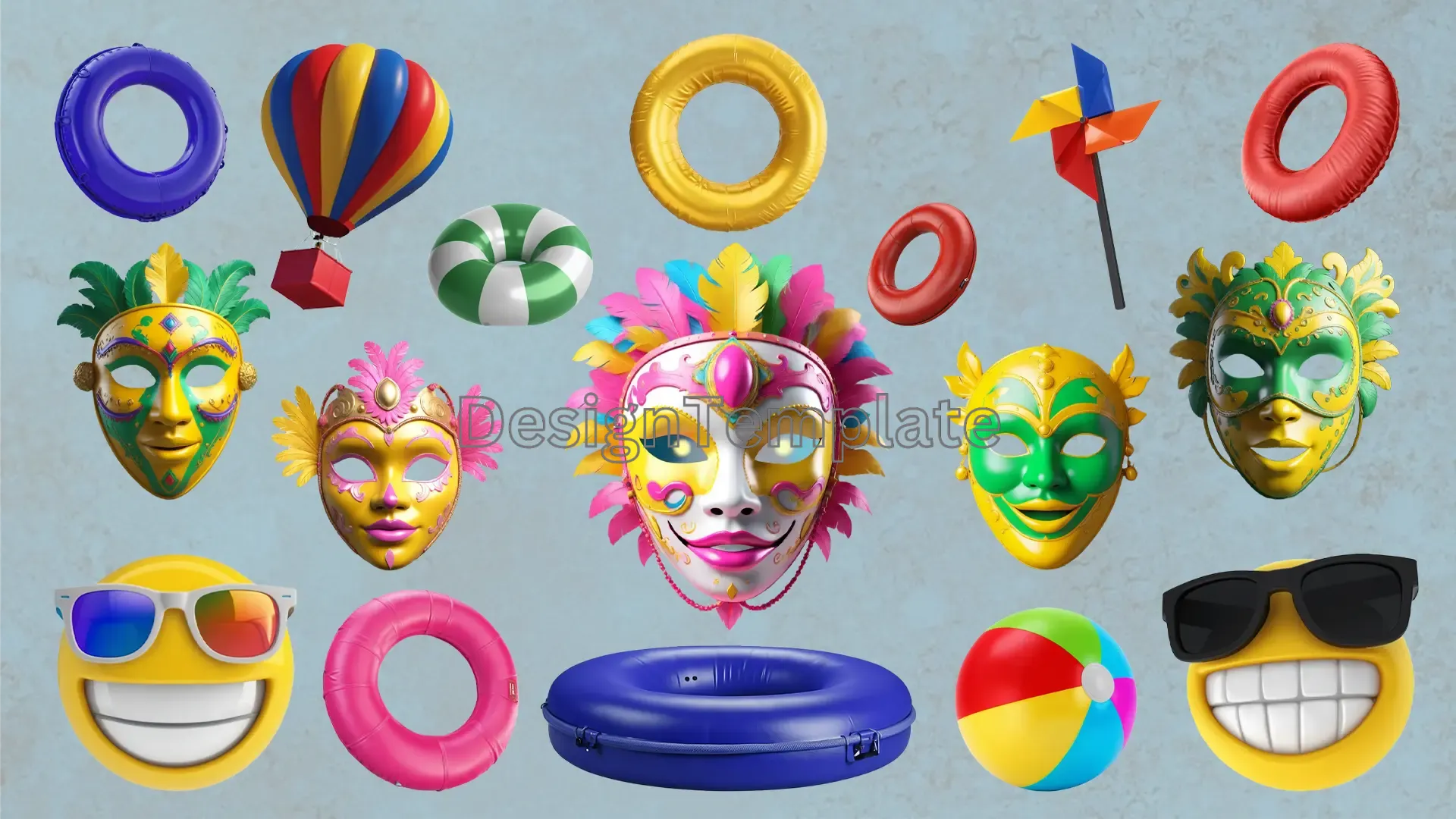 Masquerade Event 3D Poster Elements Pack image